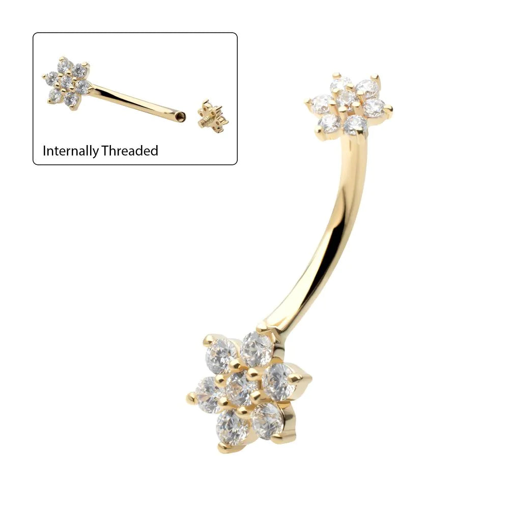 14k gold flower navel ring
