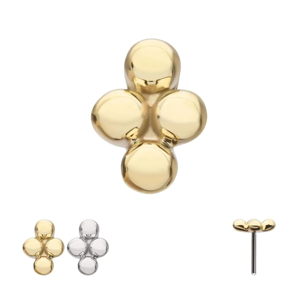 14k threadless quad bead