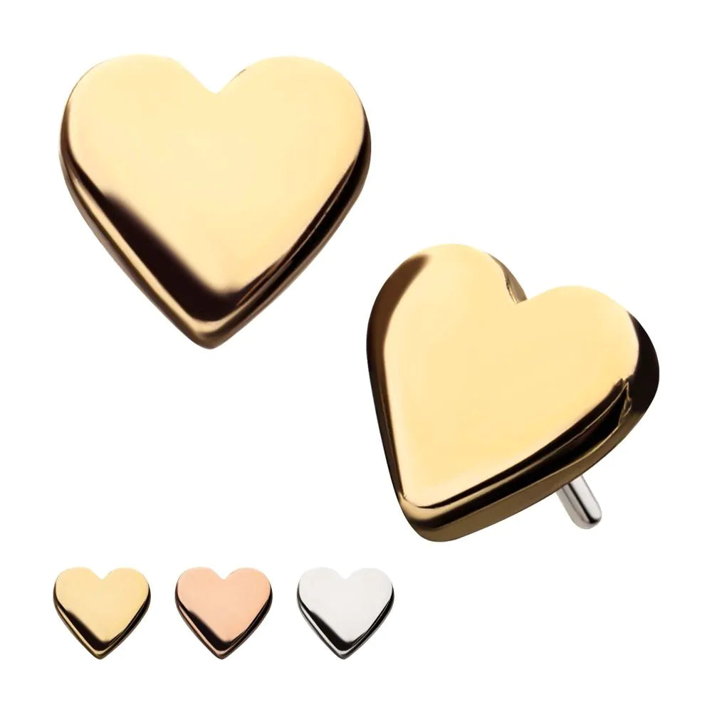 14k threadless heart end