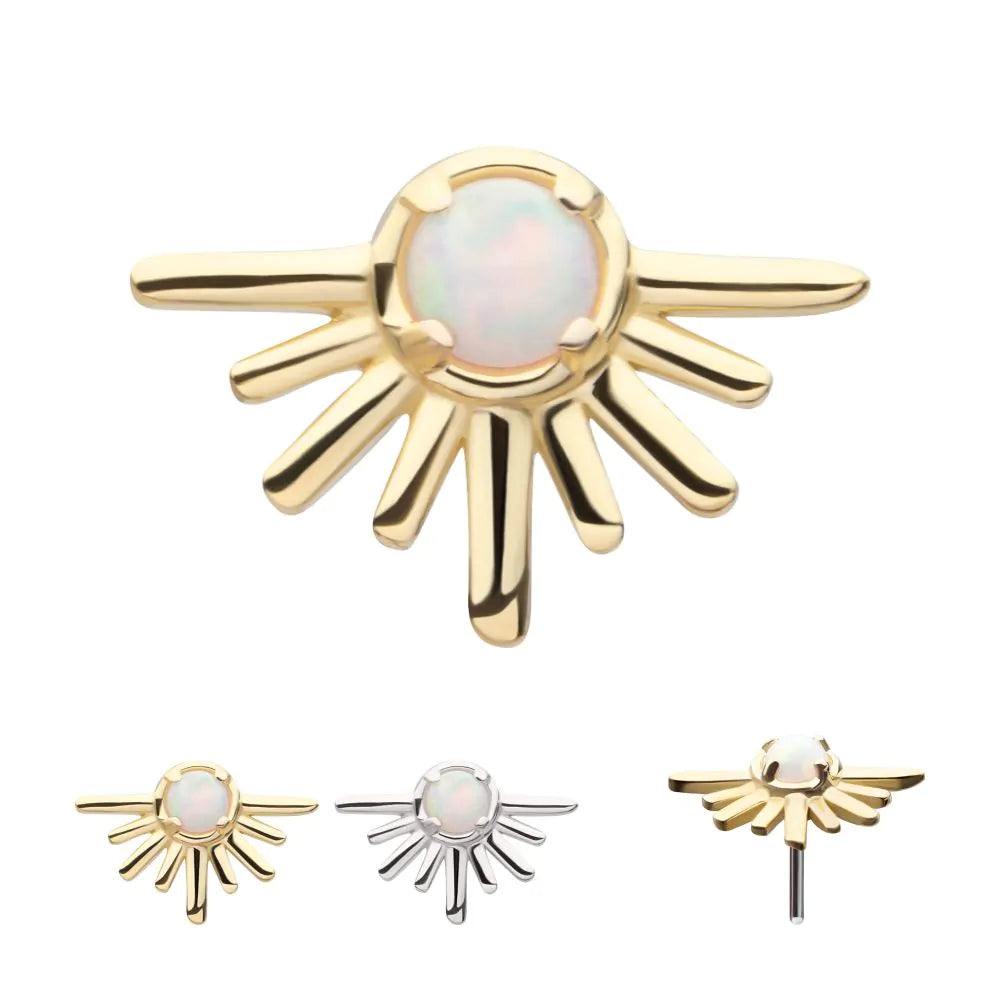 14k threadless opal rising