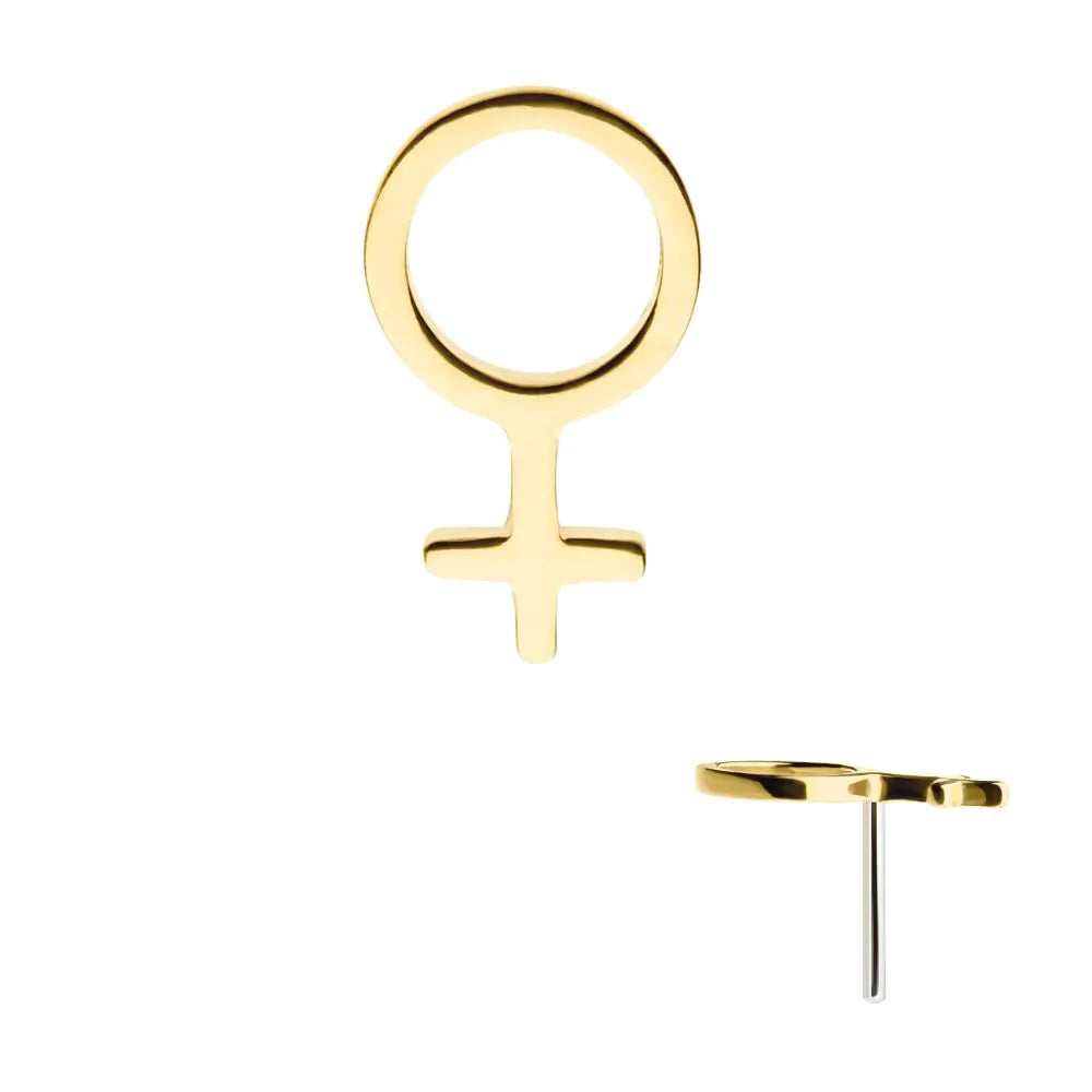 14k threadless female symbol