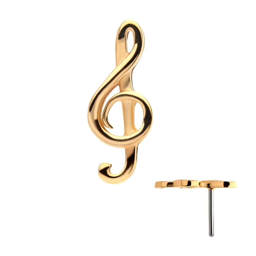 14k threadless G clef