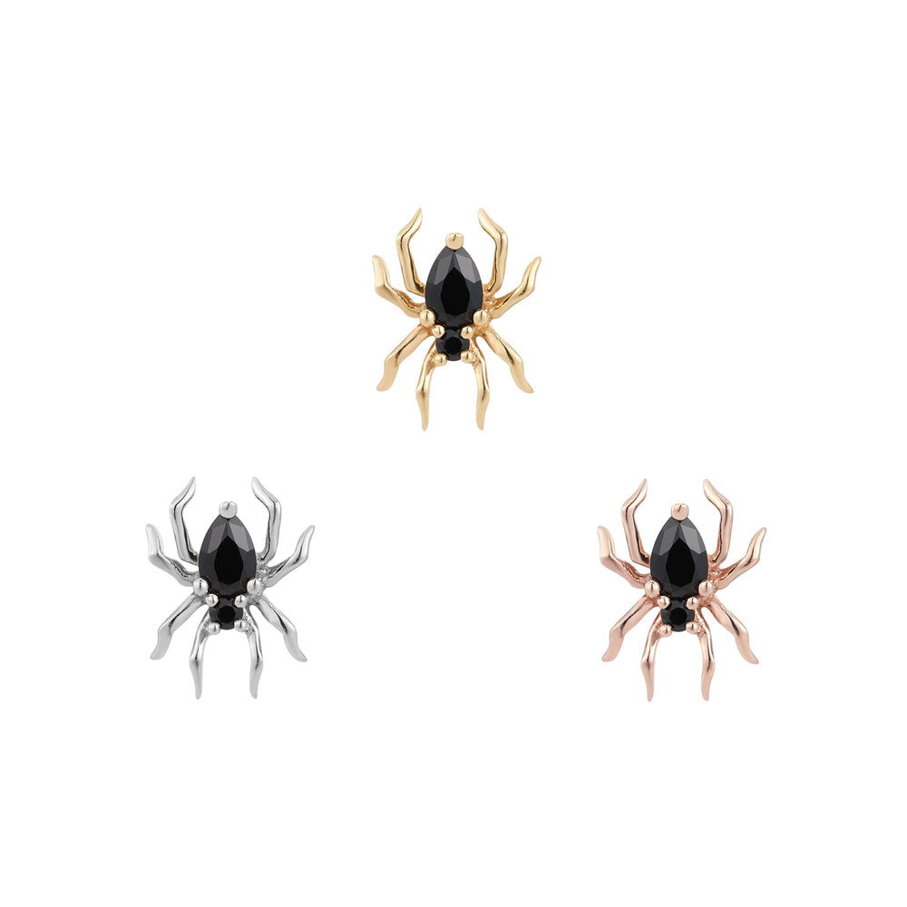 14k threadless arachne with black spinel