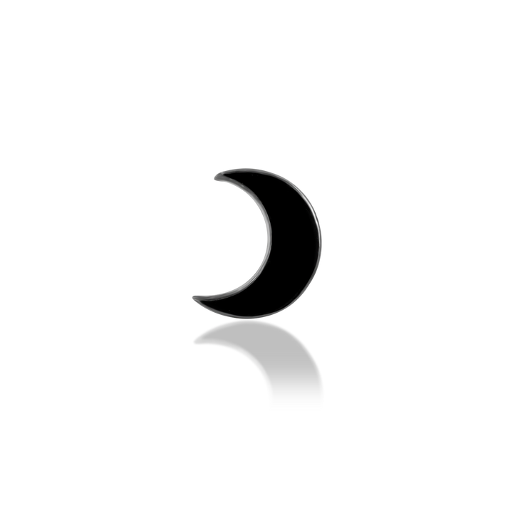 14k threadless black rhodium moon