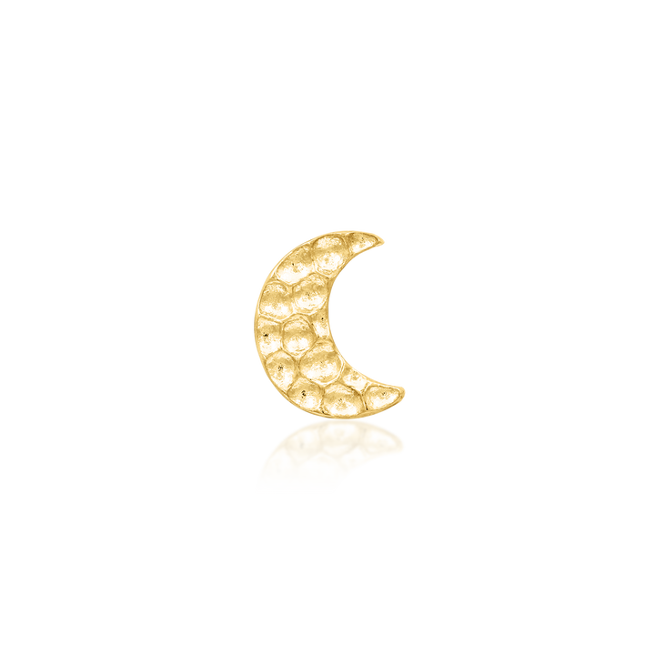 14k threadless hammered moon