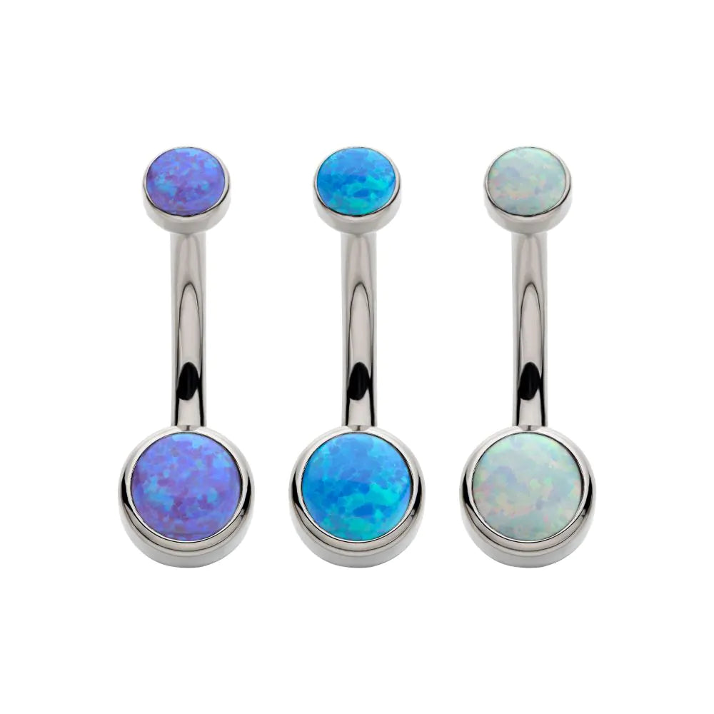 titanium opal navel ring