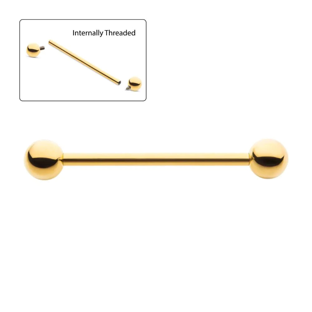 24k PVD internally threaded Barbell