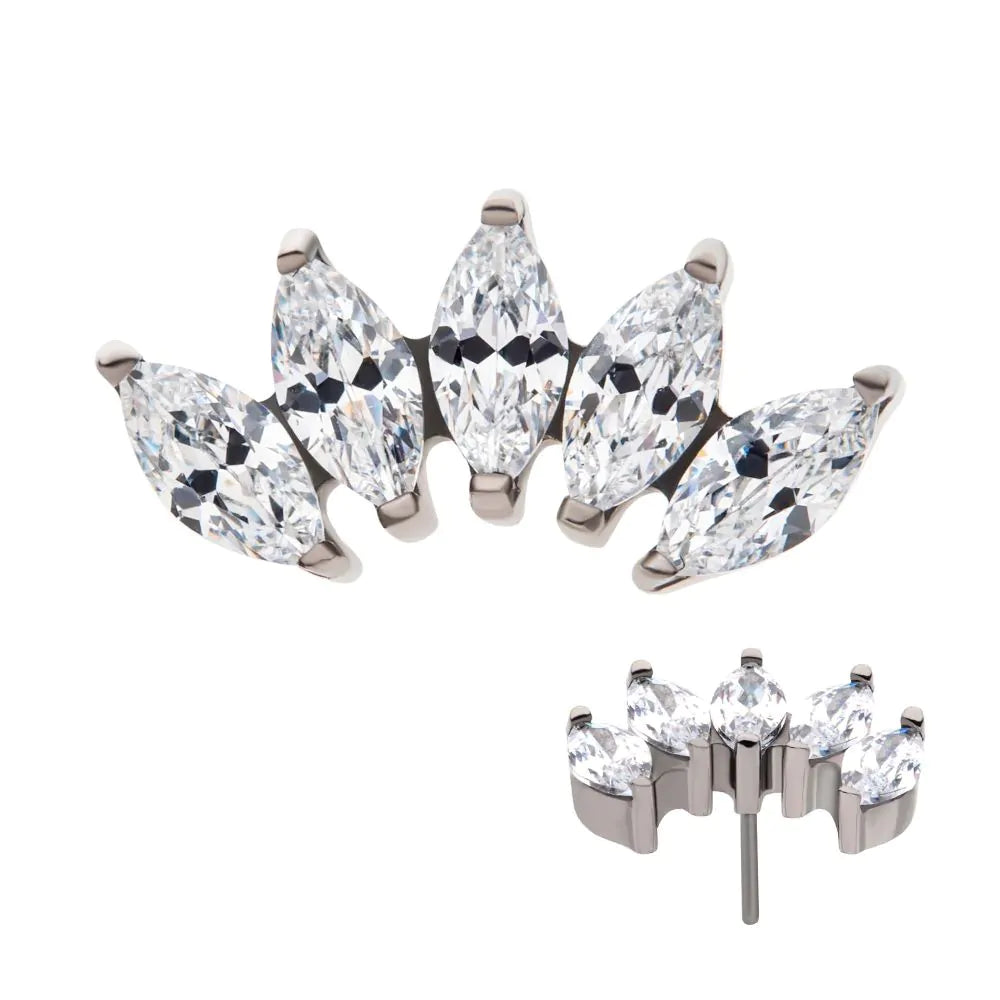 Titanium threadless 5 fan marquise