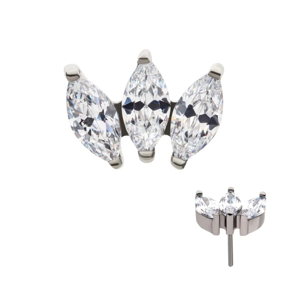 Titanium threadless 3 fan marquise end
