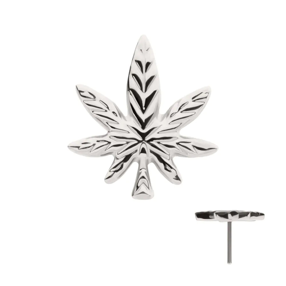 titanium threadless ganja leaf