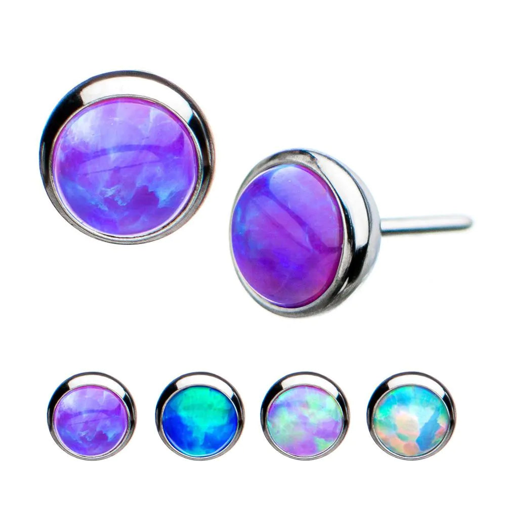 Titanium threadless bezel set opal
