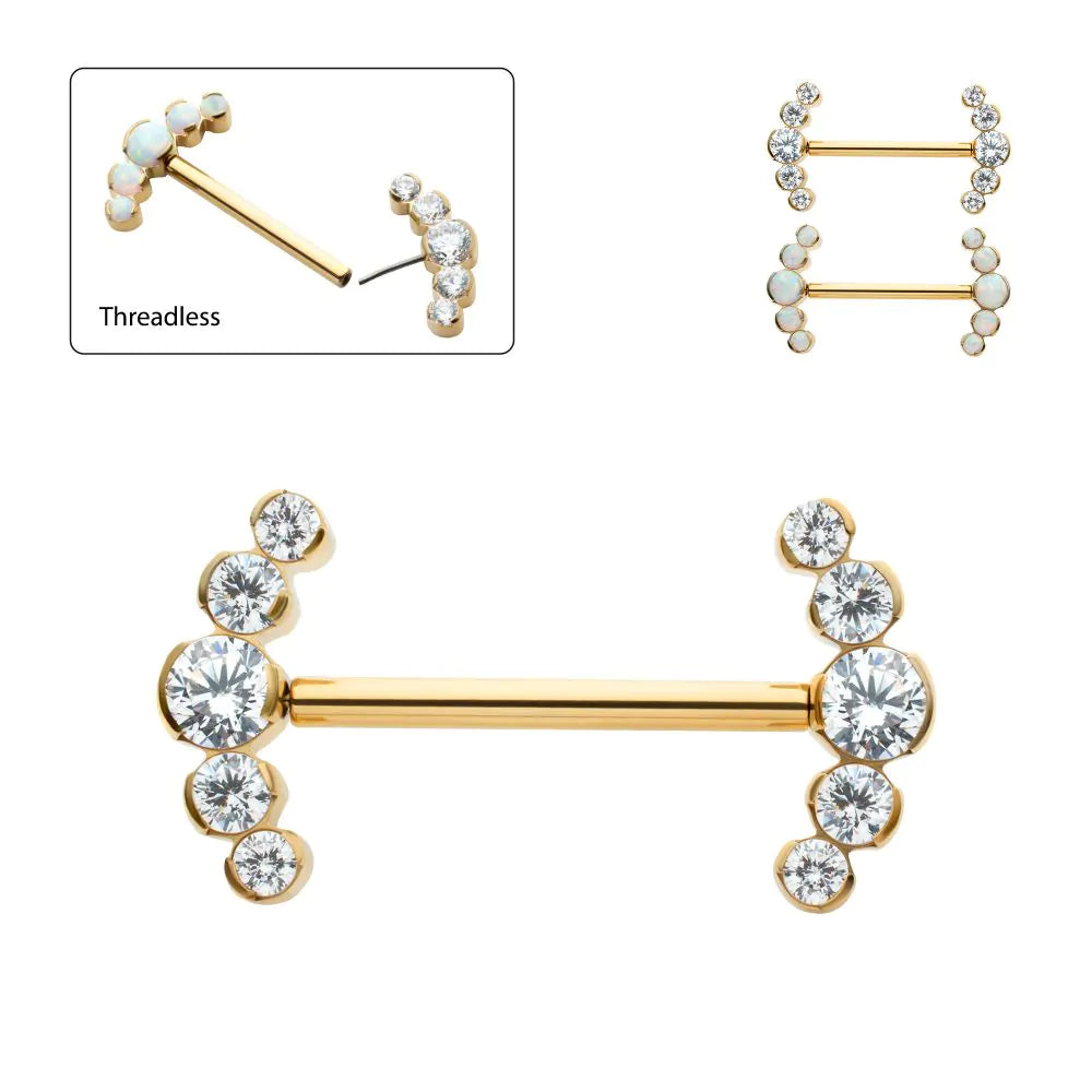 24kt titanium PVD ezra nipple barbell