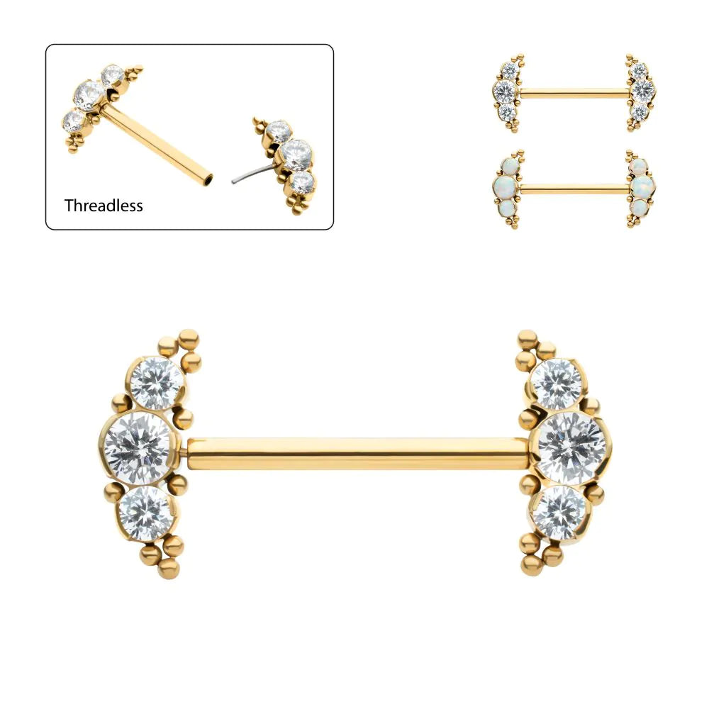24k PVD titanium Roxanne nipple barbell