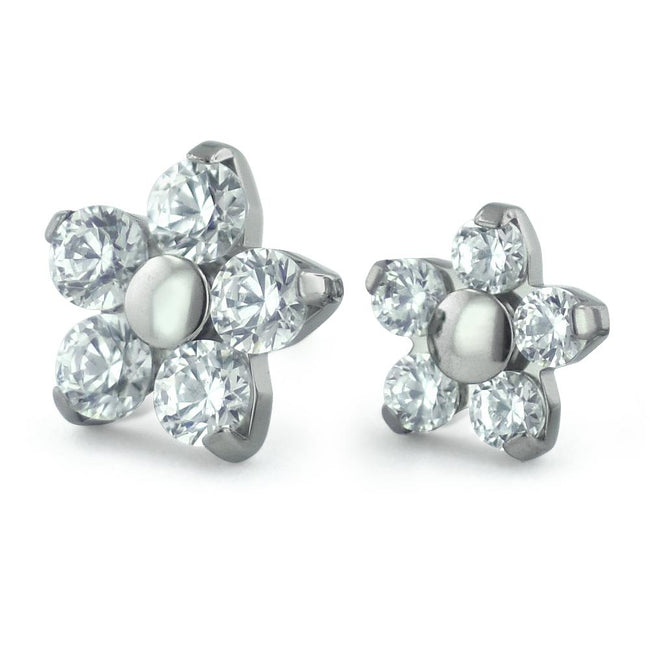 titanium threadless flower gem