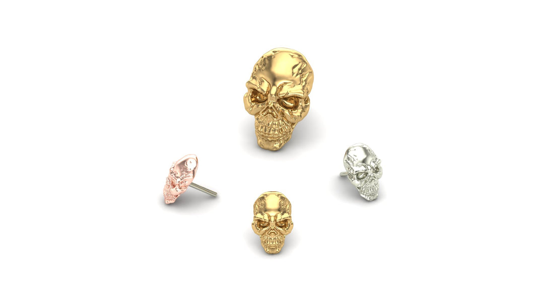 14k threadless skull