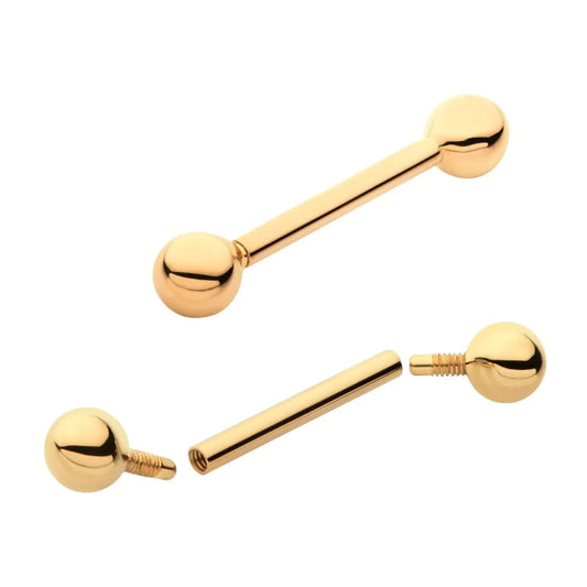 14k internally threaded barbells