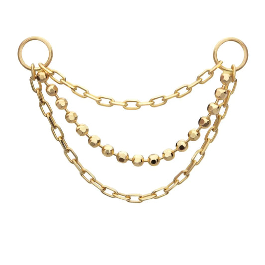 14k 3tier Bead and link chain