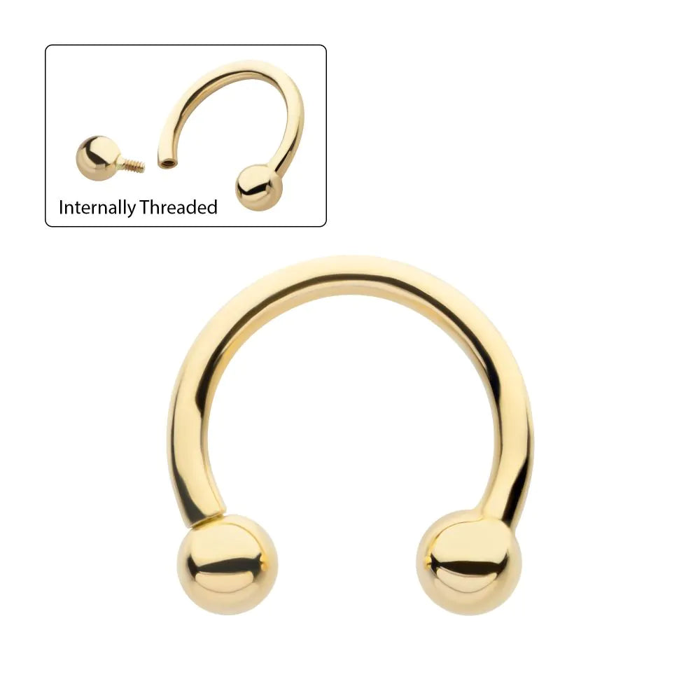 14k internally threaded circular barbell