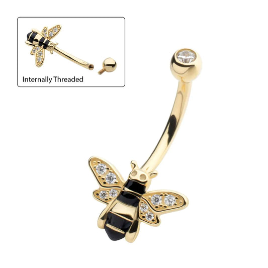 14k internally threaded bee navel