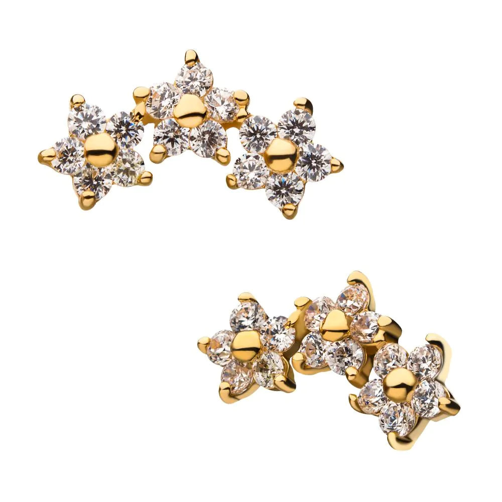 14kt Curved Flower Cluster