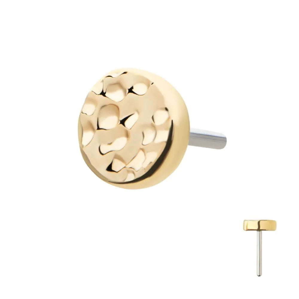 14k threadless hammered disk