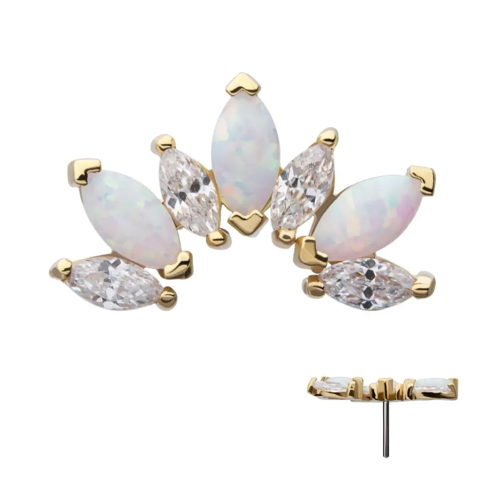 14k threadless gemini marquise cluster