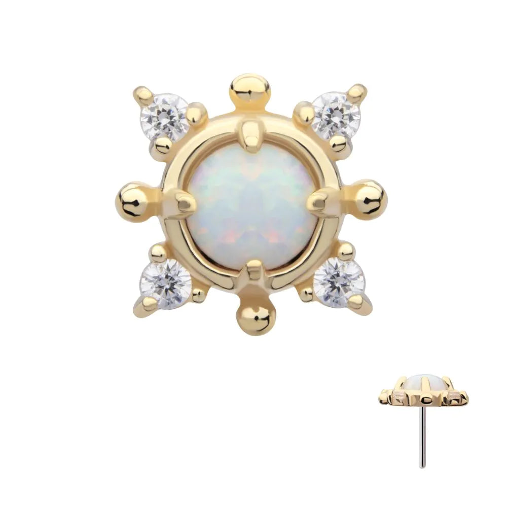 14k threadless 4 point opal star