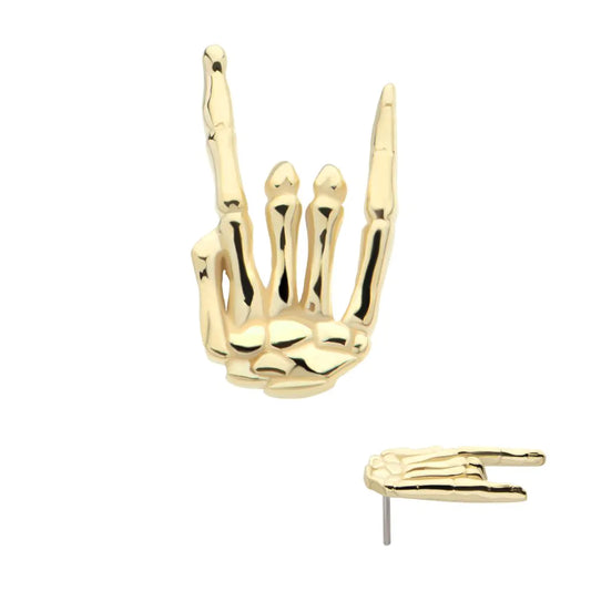 14k threadless rock n roll hand