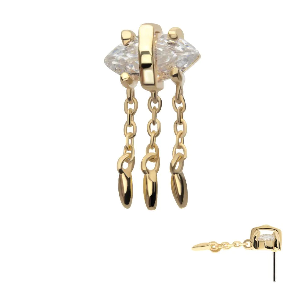 14k threadless evil eye marquise dangle