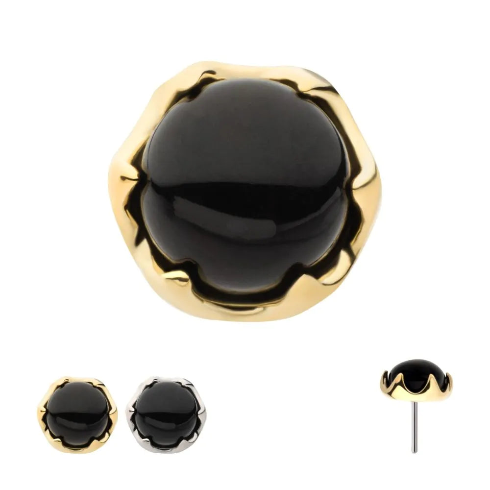 14k threadless 6 prong onyx end