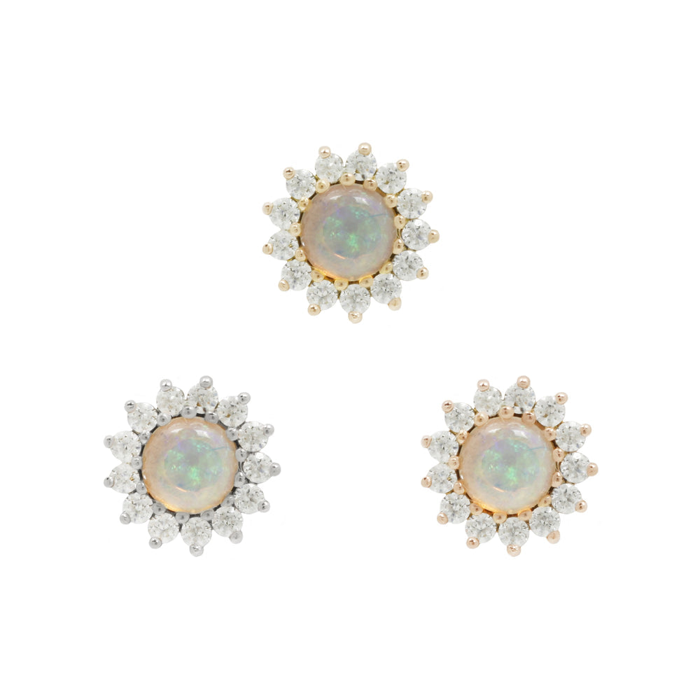 14k threadless Delphine with opal and CZ