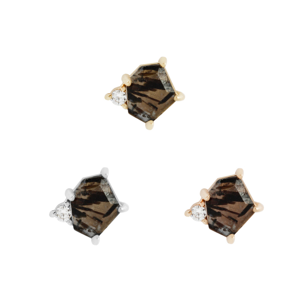 14k threadless Elicit with tourmalated quartz