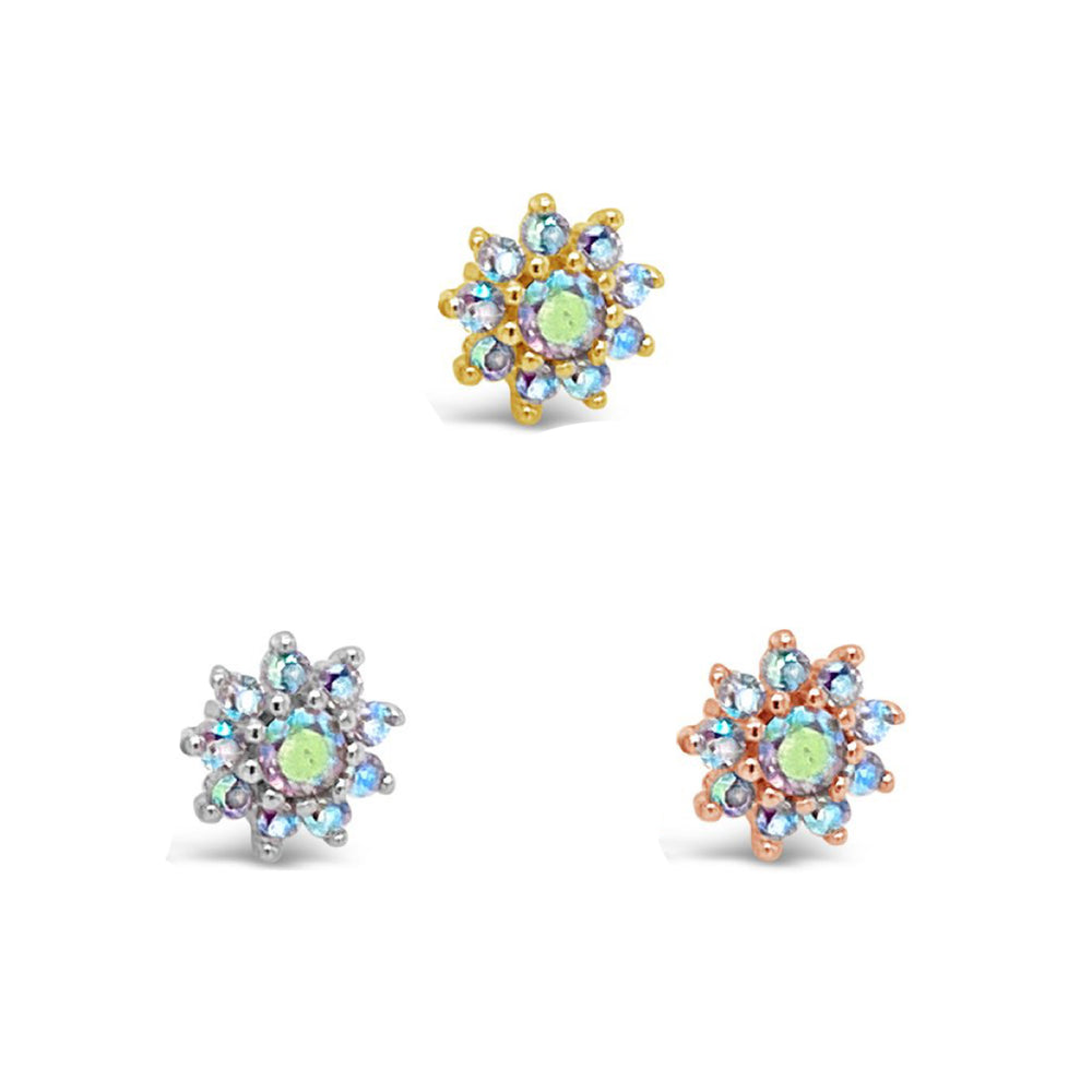 14k threadless Eliose with mercury mist topaz