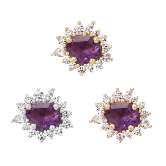 14k threadless eye candy with genuine amethyst