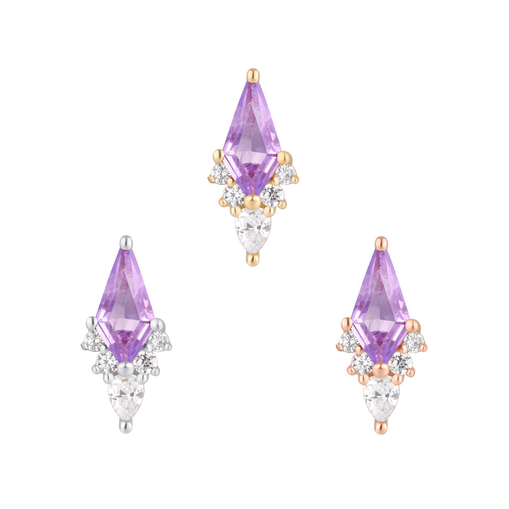 14k threadless afterglow with amethyst