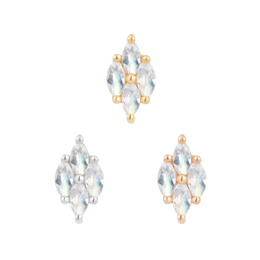 14k threadless dream on with rainbow moonstone