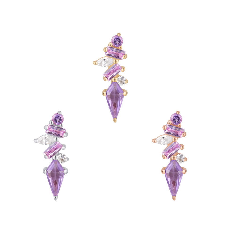 14k threadless Mixt Amethyst end with pink sapphire