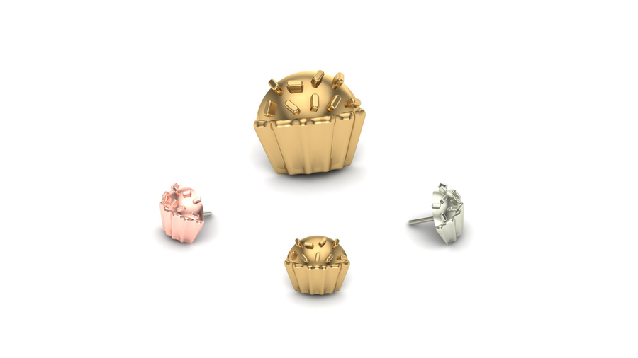 14k threadless cupcake end