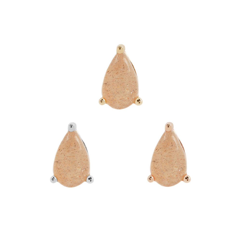 14k threadless sunstone pear