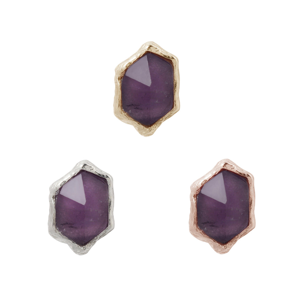 14k threadless Pump Up the Volume with genuine Amethyst