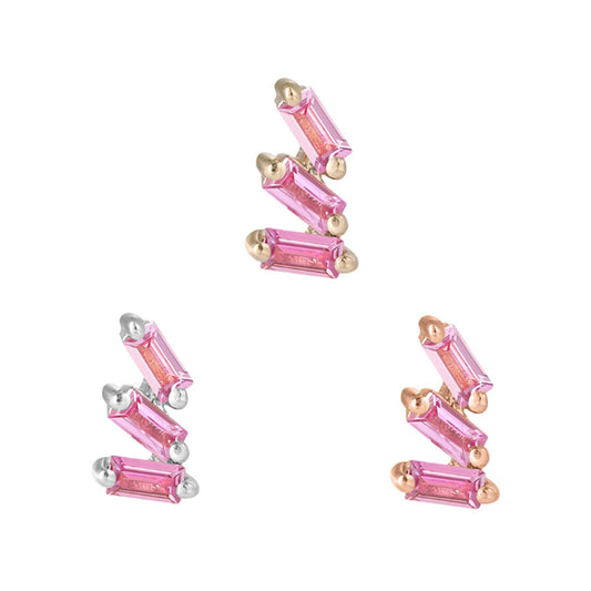 14k threadless Staxx end with pink sapphire