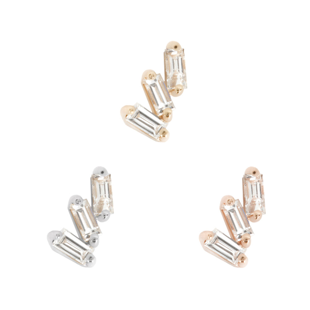 14k threadless Staxx end with Cz