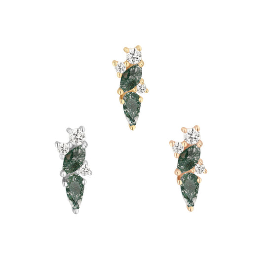 14k threadless Visionary end Moss agate