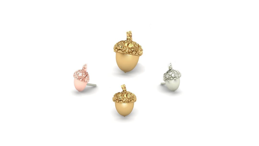 14k threadless acorn