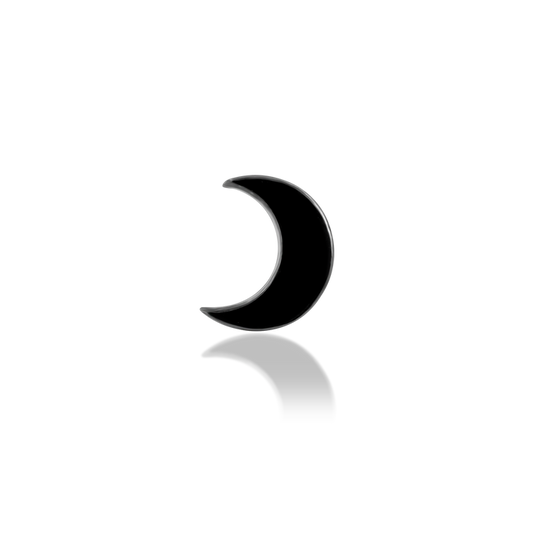 14k threadless black rhodium moon