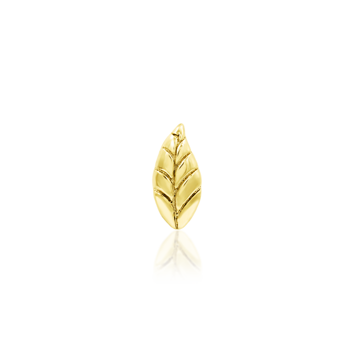 14k threadless bay leaf