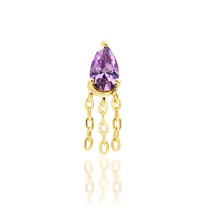 14k threadless fuji with amethyst