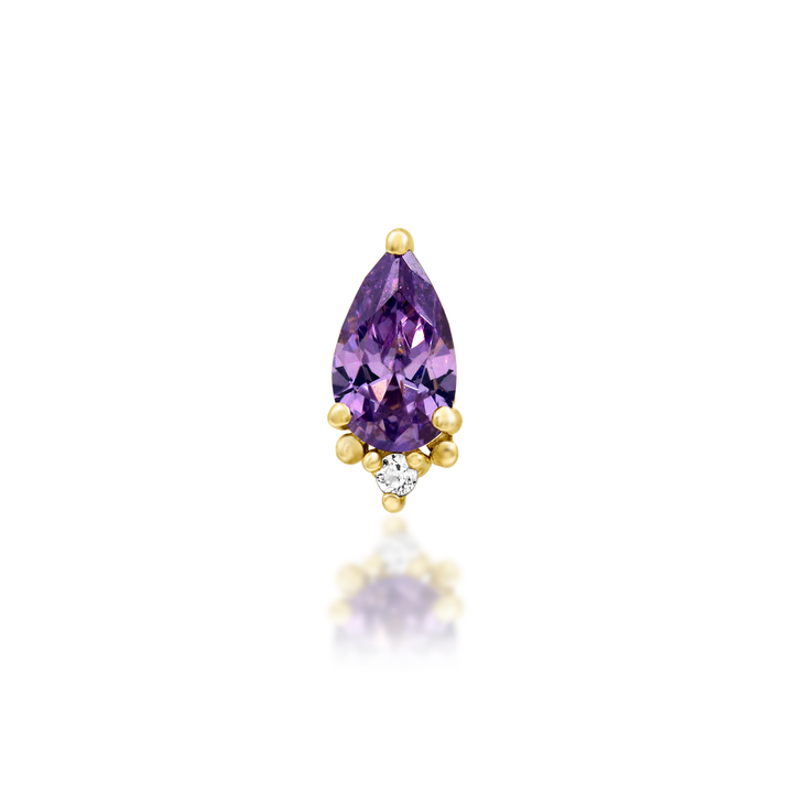 14k threadless Gracie with amethyst