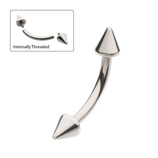 titanium internally threaded spiked curve